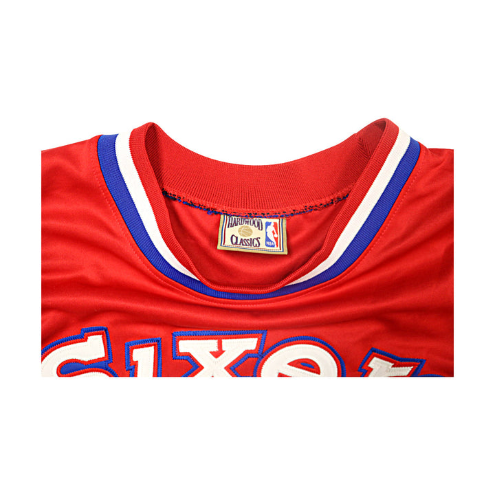Julius Dr J Erving Philadelphia 76'ers Autographed Inscribed Red Mitchell & Ness Hardwood Classic Jersey JSA COA