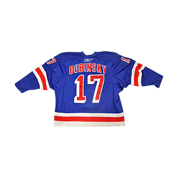 Brandon Dubinsky New York Rangers Autographed Game Used Blue Set 3 Jersey 2007-08 Season & Playoffs MeiGray Group LOA