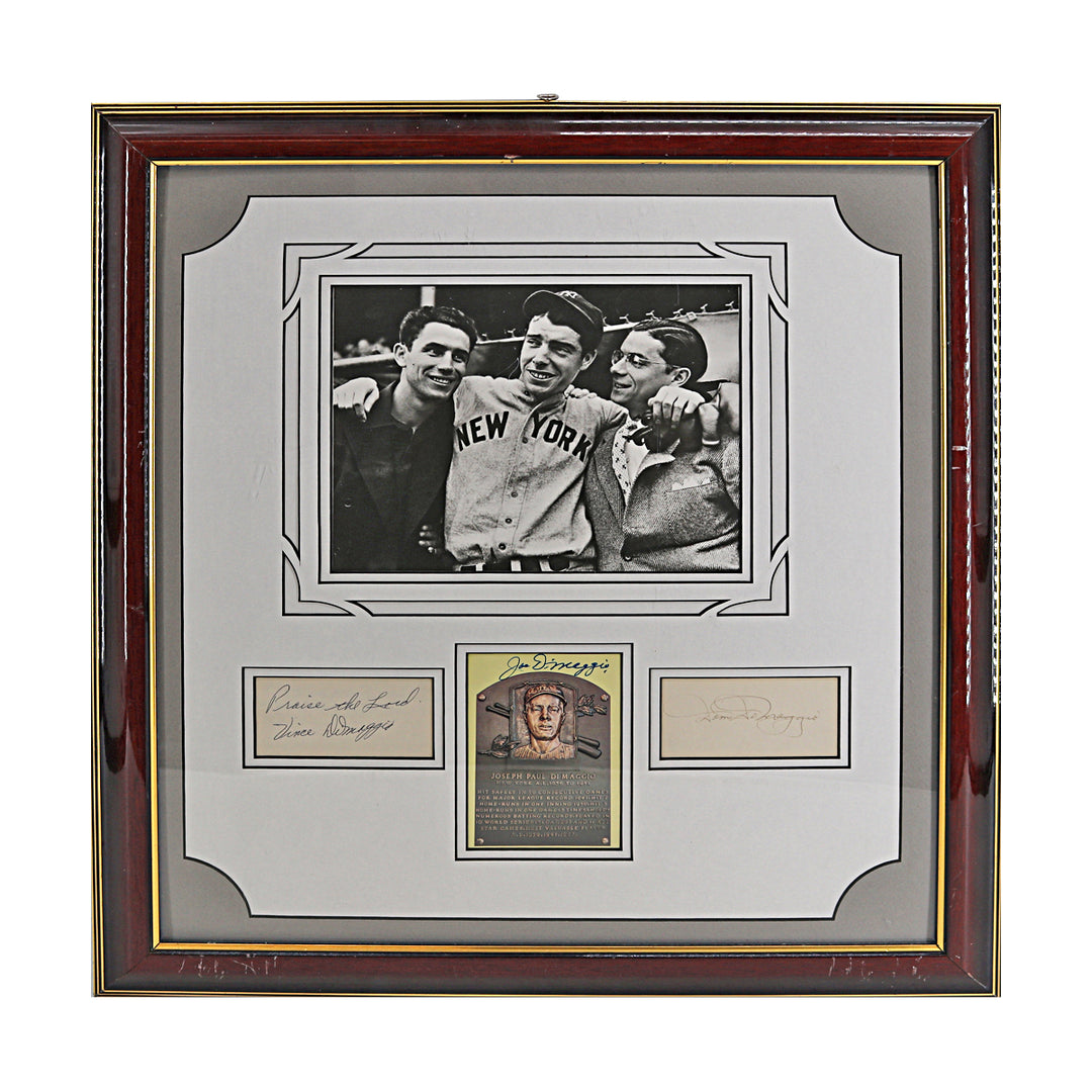 Joe Dom and Vince DiMaggio Autographed Framed Collage JSA LOA