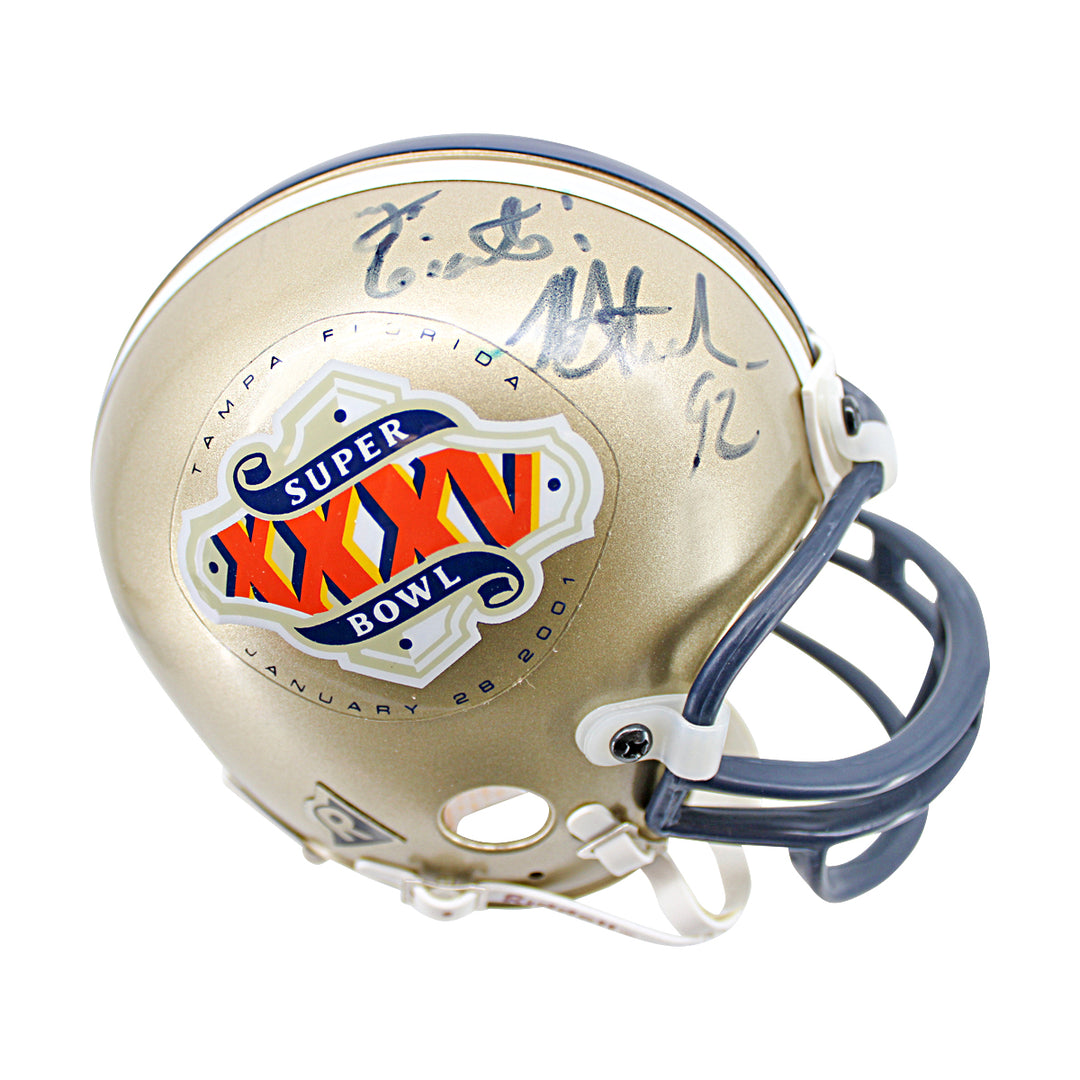Michael Strahan New York Giants Autographed Super Bowl XXXV Mini Helmet JSA COA