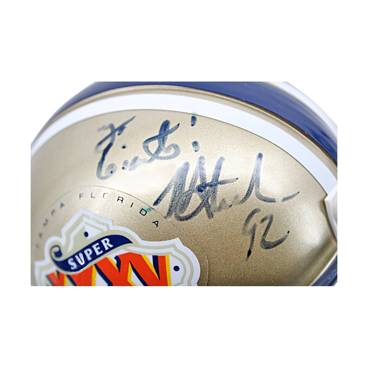 Michael Strahan New York Giants Autographed Super Bowl XXXV Mini Helmet JSA COA