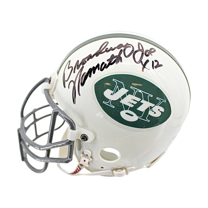 Joe Namath New York Jets Autographed Inscribed Broadway Mini Helmet JSA COA
