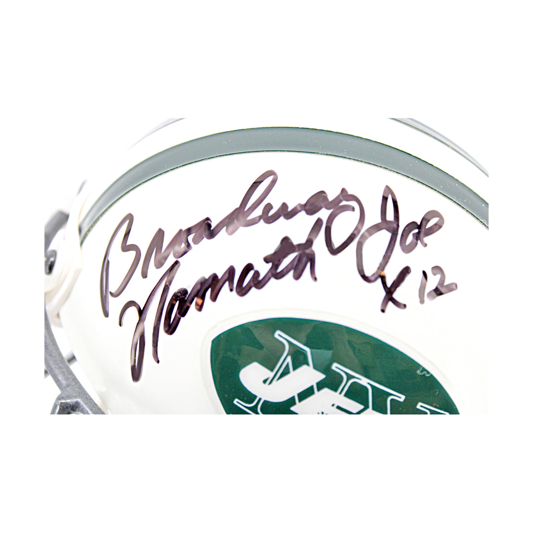 Joe Namath New York Jets Autographed Inscribed Broadway Mini Helmet JSA COA