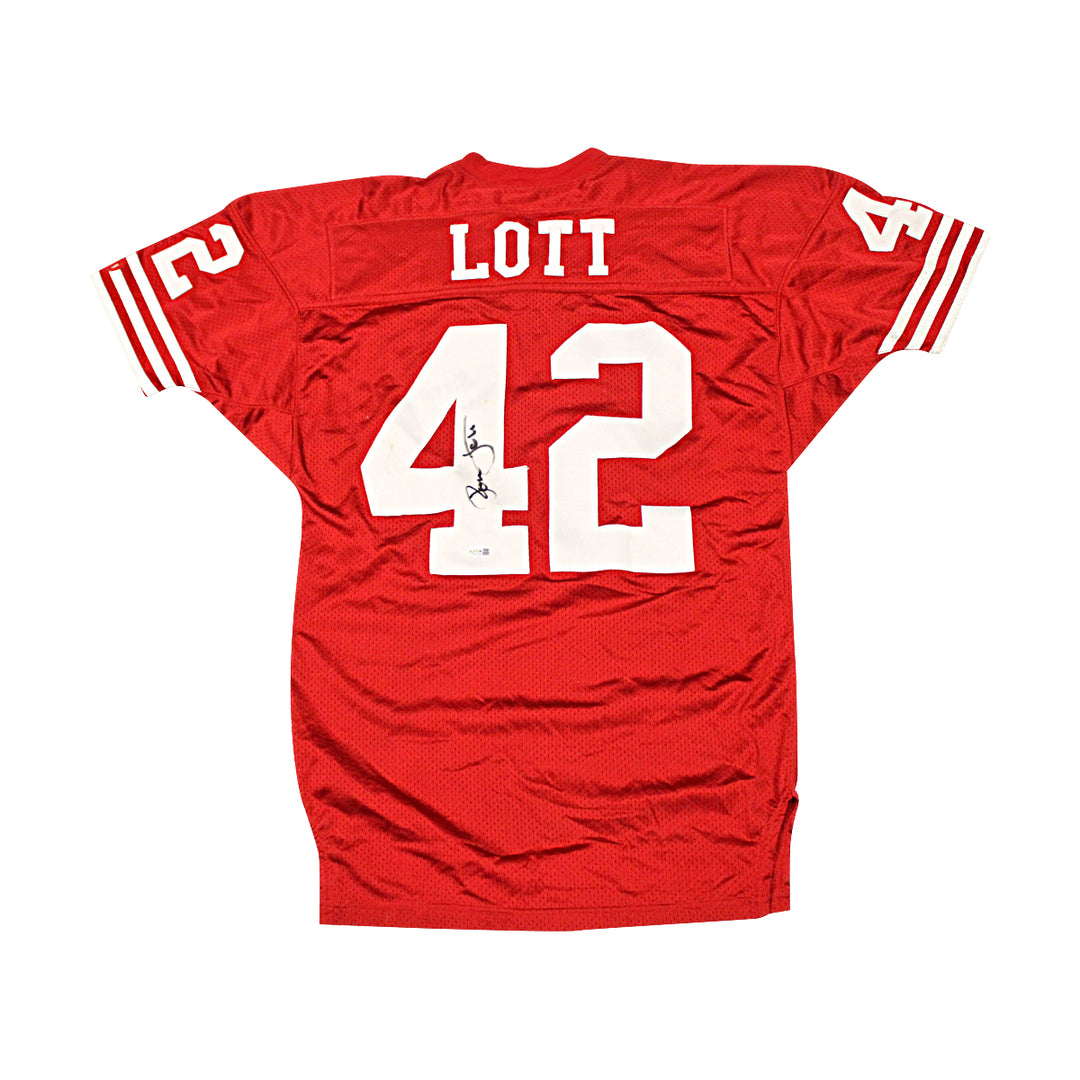 Ronnie Lott San Francisco 49'ers Autographed Red Wilson Jersey JSA COA