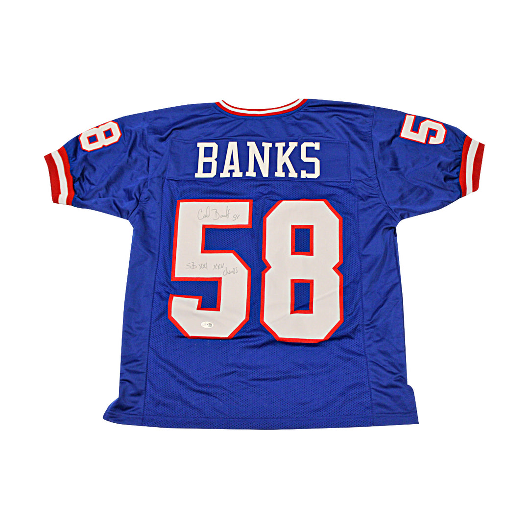 Carl Banks New York Giants Autographed Blue Custom Jersey JSA COA