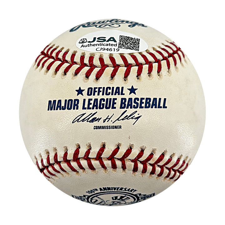 Berra Larsen Yankees Signed Inscribed 100th Anniversary Baseball JSA COA