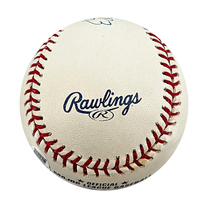 Eddie Layton Yankees Autographed 100th Anniversary Logo Baseball JSA COA