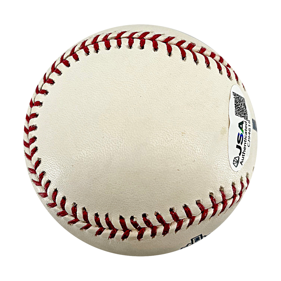 Eddie Layton Yankees Autographed 100th Anniversary Logo Baseball JSA COA