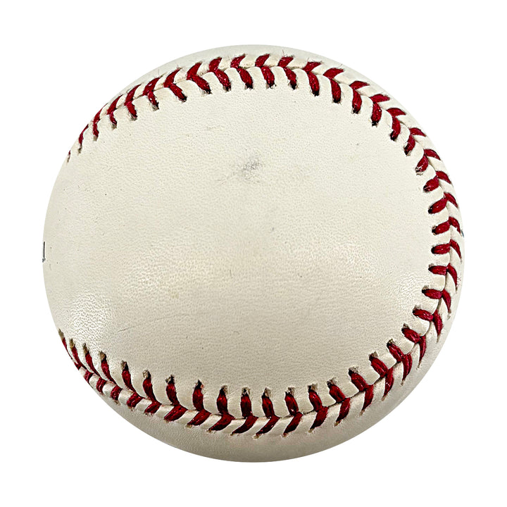 Eddie Layton Yankees Autographed 100th Anniversary Logo Baseball JSA COA