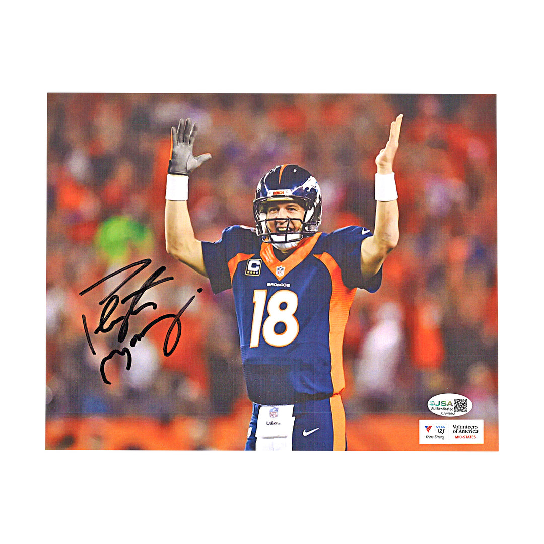 Peyton Manning Denver Broncos Autographed 8x10 Photo JSA COA