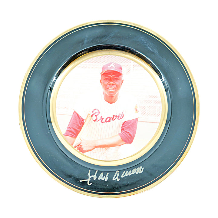 Hank Aaron Atlanta Braves Autographed Porcelain Plate 9x9