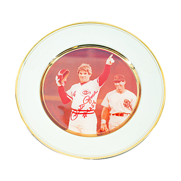 Pete Rose Cincinnati Reds Autographed Porcelain Plate 9x9