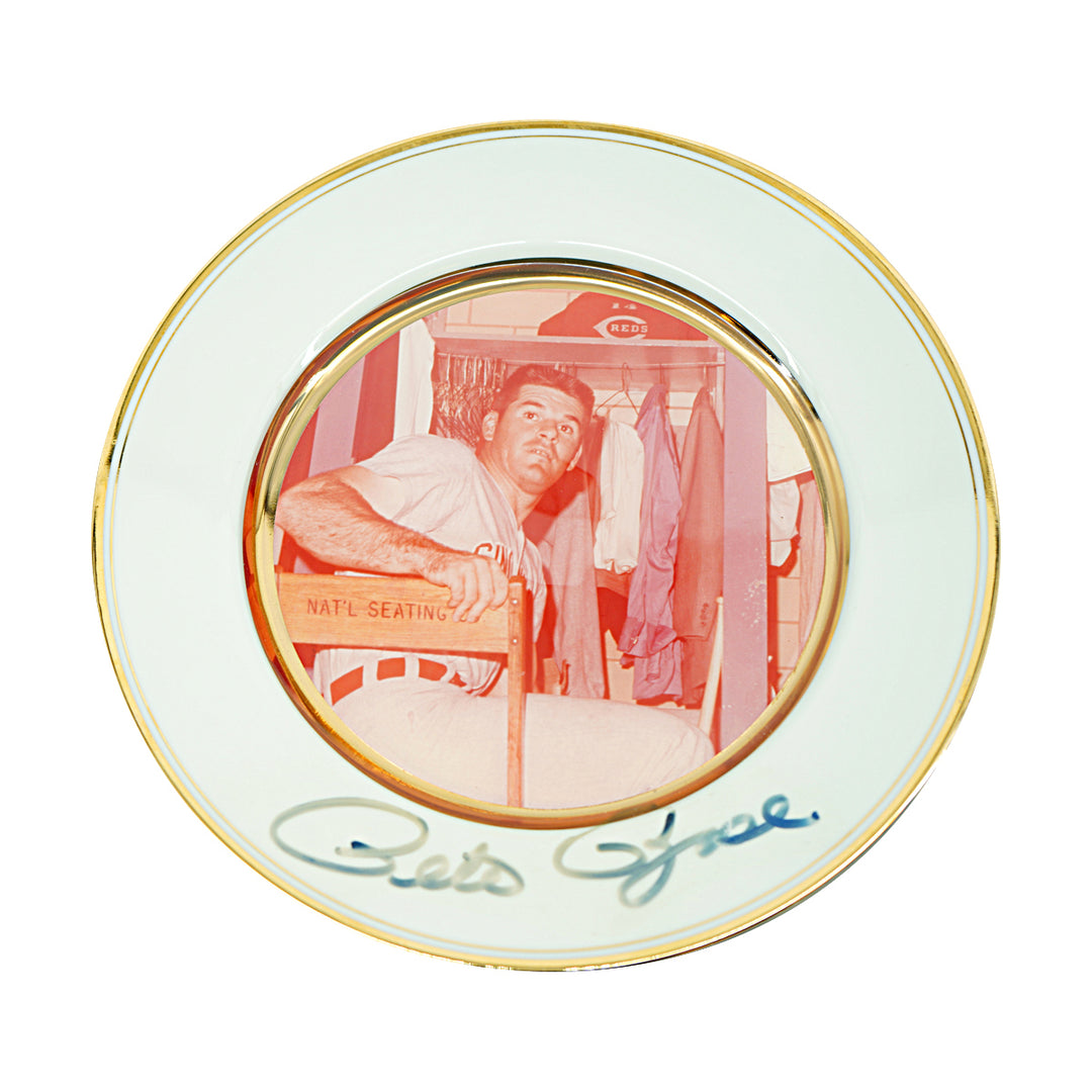 Pete Rose Cincinnati Reds Autographed Poreclain Plate 9x9 JSA COA