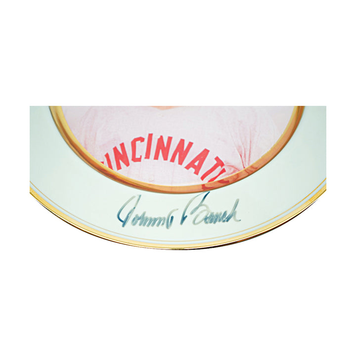 Johnny Bench Cincinnati Reds Autographed Poreclain Plate 9x9 JSA COA