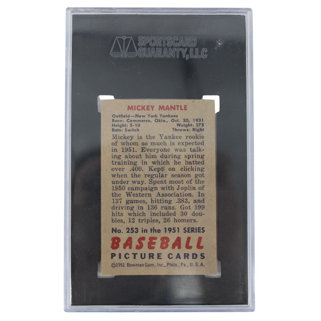 Mickey Mantle 1951 Bowman #253 New York Yankees HOF Rookie SGC 4