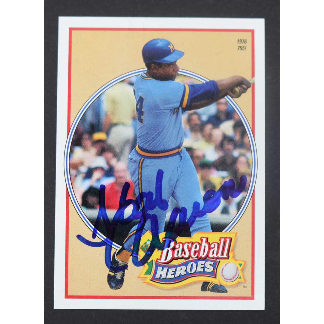 Hank Aaron Atlanta Braves Autographed Baseball Heroes Card 25/27 (JSA COA)