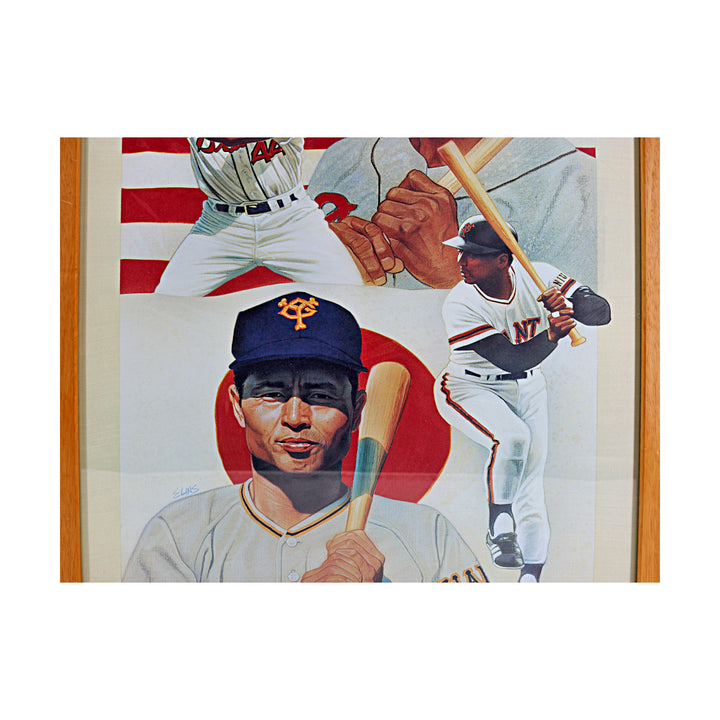 Hank Aaron Sadaharu Oh Dual Signed Personalized Framed 17x25 Lithograph JSA LOA