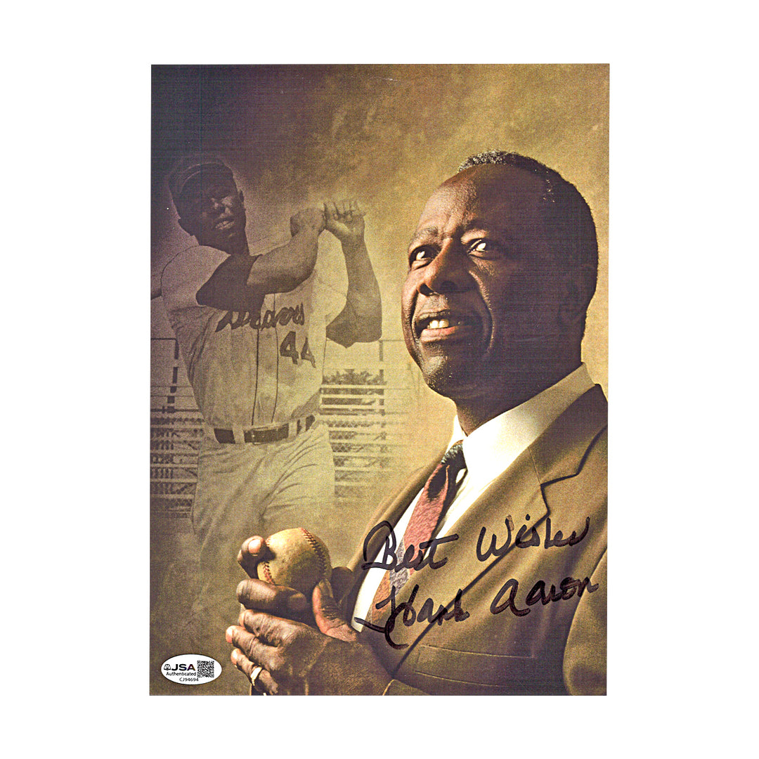 Hank Aaron Atlanta Braves Autographed Inscribed 8x10 Photo JSA COA
