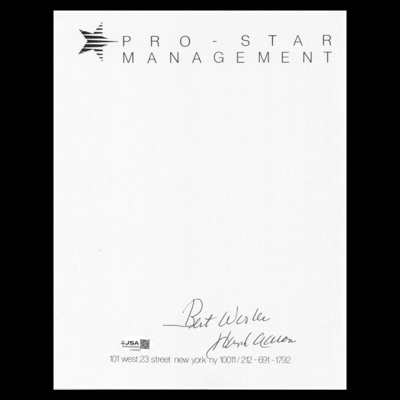 Hank Aaron Atlanta Braves Autographed Pro Star Letter Head JSA COA #CJ94685