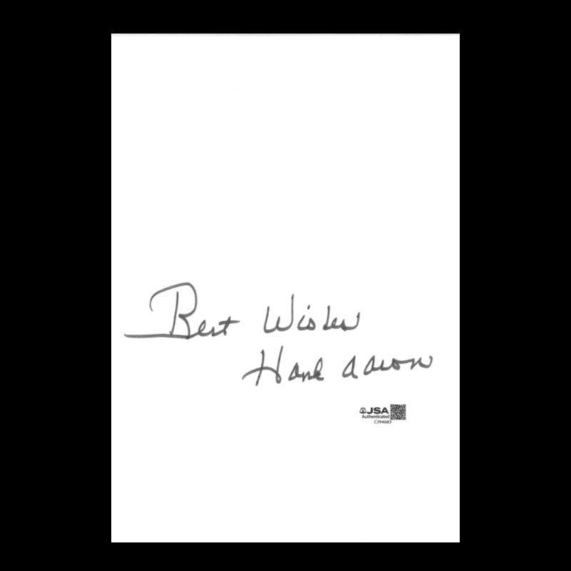 Hank Aaron Atlanta Braves Autographed Inscribed 8x5x11 JSA COA #CJ94683