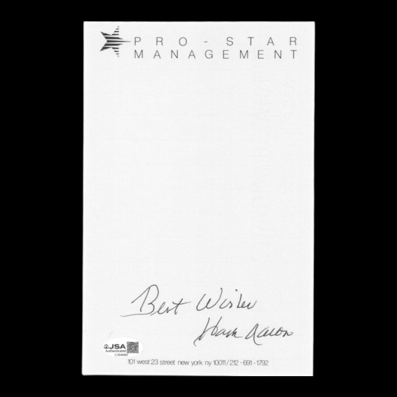 Hank Aaron Atlanta Braves Autographed 5.5x8.5 Cut JSA COA #CJ94680