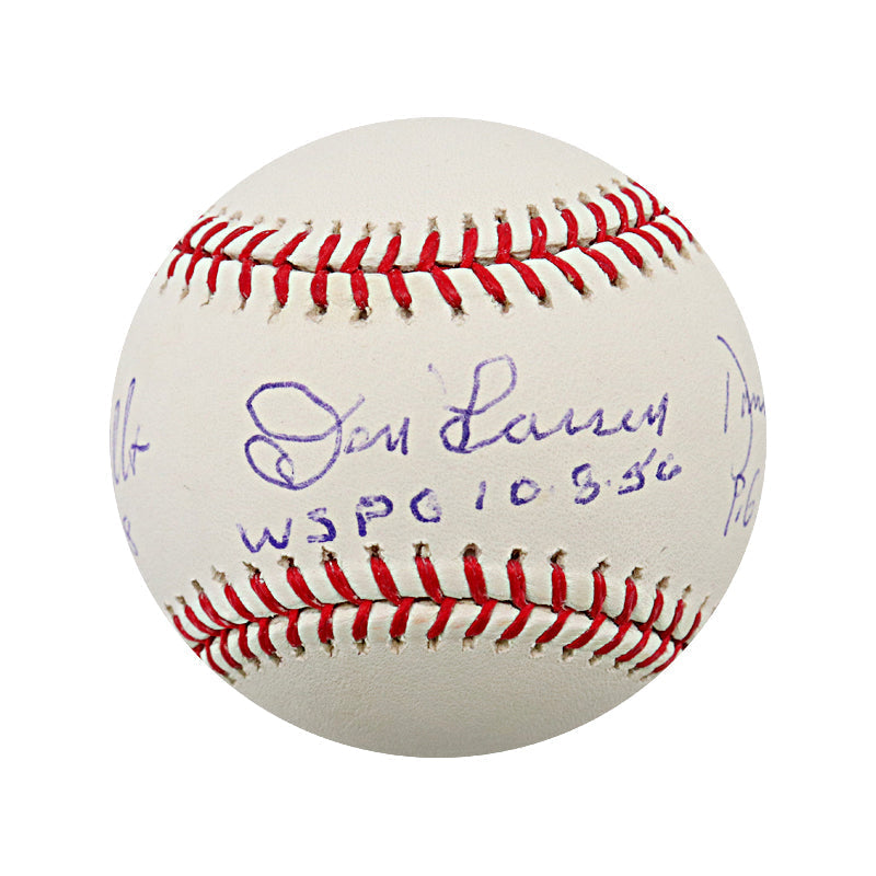 David Wells, Don Larsen, David Cone New York Yankees Triple Signed Autographed Inscribed Yankee Stadium Innaugural Season Logo Baseball (JSA Holo)