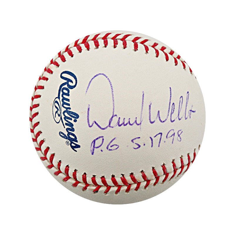 David Wells, Don Larsen, David Cone New York Yankees Triple Signed Autographed Inscribed Yankee Stadium Innaugural Season Logo Baseball (JSA Holo)