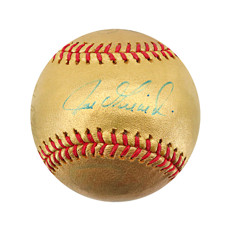 2009 Yankees 8 Signature Multi Signed Autographed Gold World Series Logo Baseball (MLB Auth #JB120627 & Steiner COA)