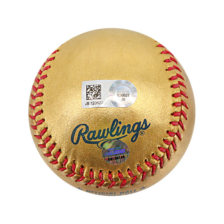 2009 Yankees 8 Signature Multi Signed Autographed Gold World Series Logo Baseball (MLB Auth #JB120627 & Steiner COA)
