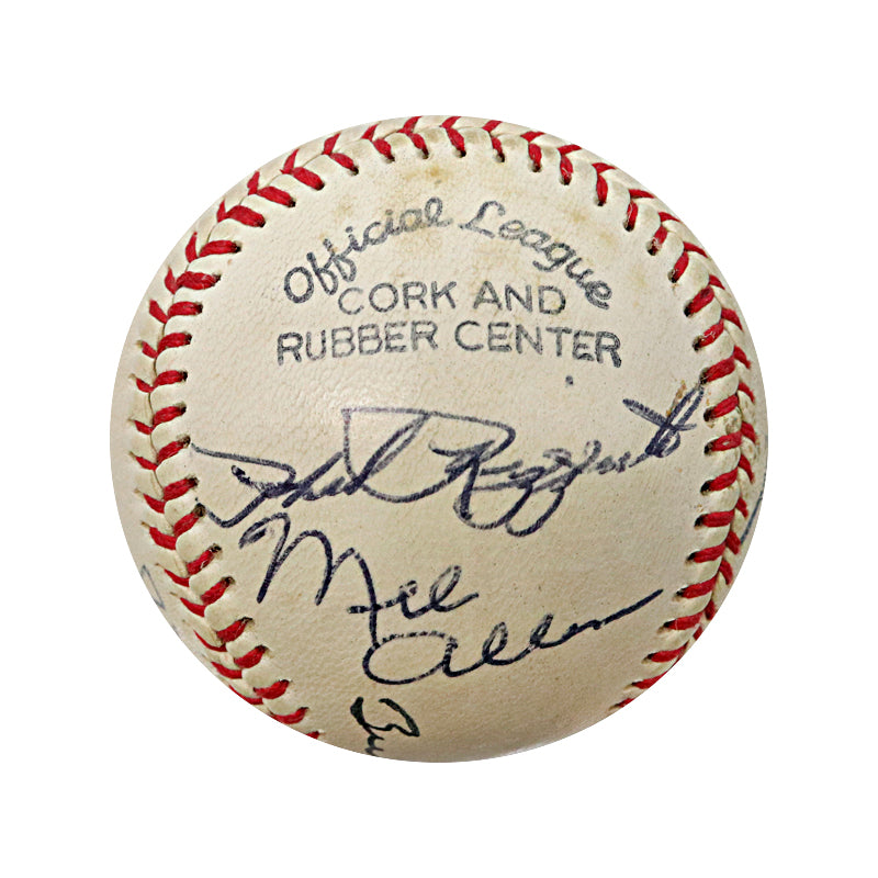 DiMaggio, Rizzuto, Martin Multi Signed Yankees Logo Wilson Ball (JSA LOA)