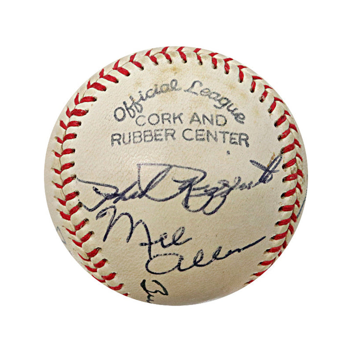 DiMaggio, Rizzuto, Martin Multi Signed Yankees Logo Wilson Ball (JSA LOA)