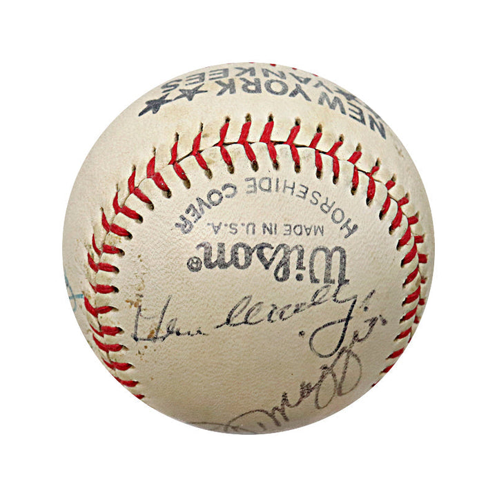 DiMaggio, Rizzuto, Martin Multi Signed Yankees Logo Wilson Ball (JSA LOA)