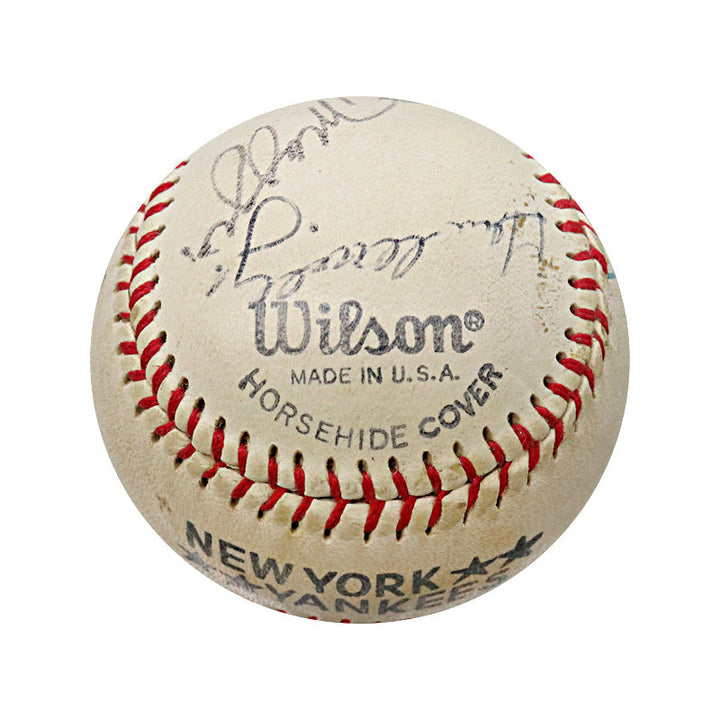 DiMaggio, Rizzuto, Martin Multi Signed Yankees Logo Wilson Ball (JSA LOA)