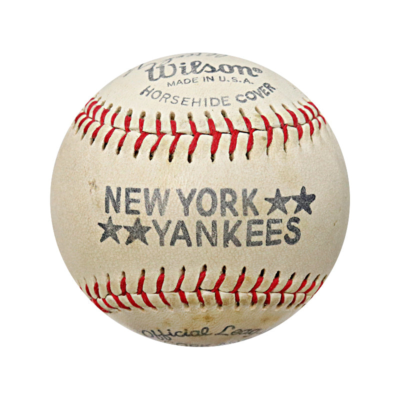 DiMaggio, Rizzuto, Martin Multi Signed Yankees Logo Wilson Ball (JSA LOA)
