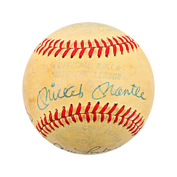 Mickey Mantle Multi Signed Autographed Historic HR Pitchers OAL Ball (JSA LOA)