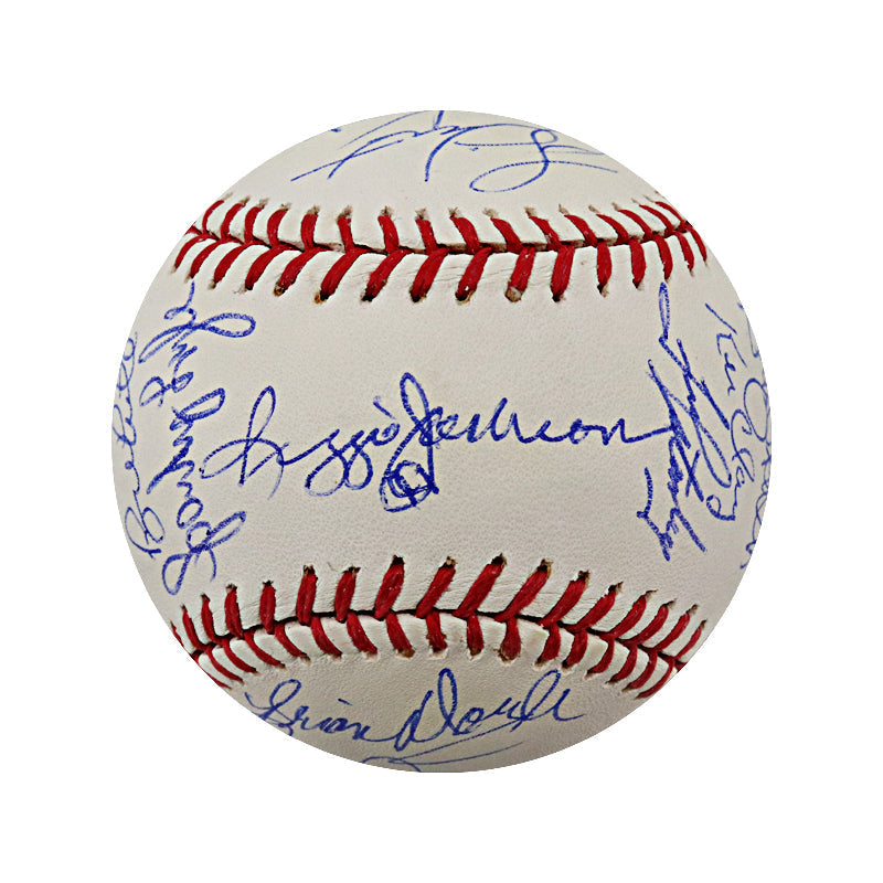 Reggie Jackson, Goose Gossage, Bucky Dent 1978 New York Yankees Team Signed 1978 World Series Logo Baseball (JSA LOA #Z12128)