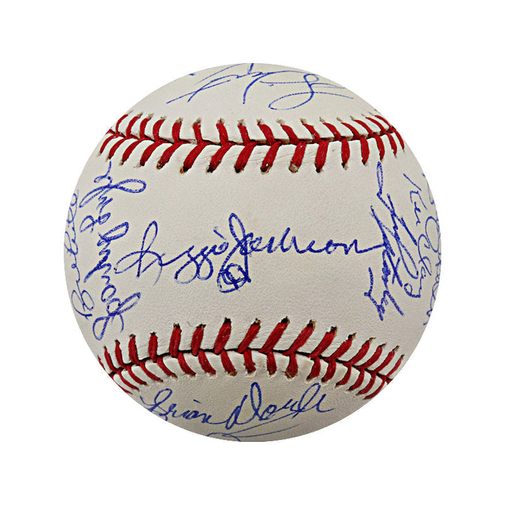 Reggie Jackson, Goose Gossage, Bucky Dent 1978 New York Yankees Team Signed 1978 World Series Logo Baseball (JSA LOA #Z12128)