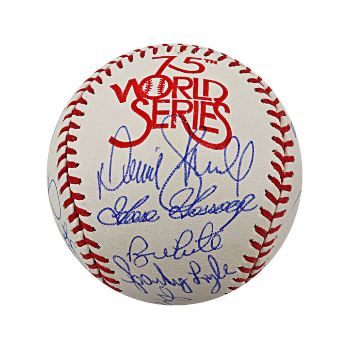 Reggie Jackson, Goose Gossage, Bucky Dent 1978 New York Yankees Team Signed 1978 World Series Logo Baseball (JSA LOA #Z12128)
