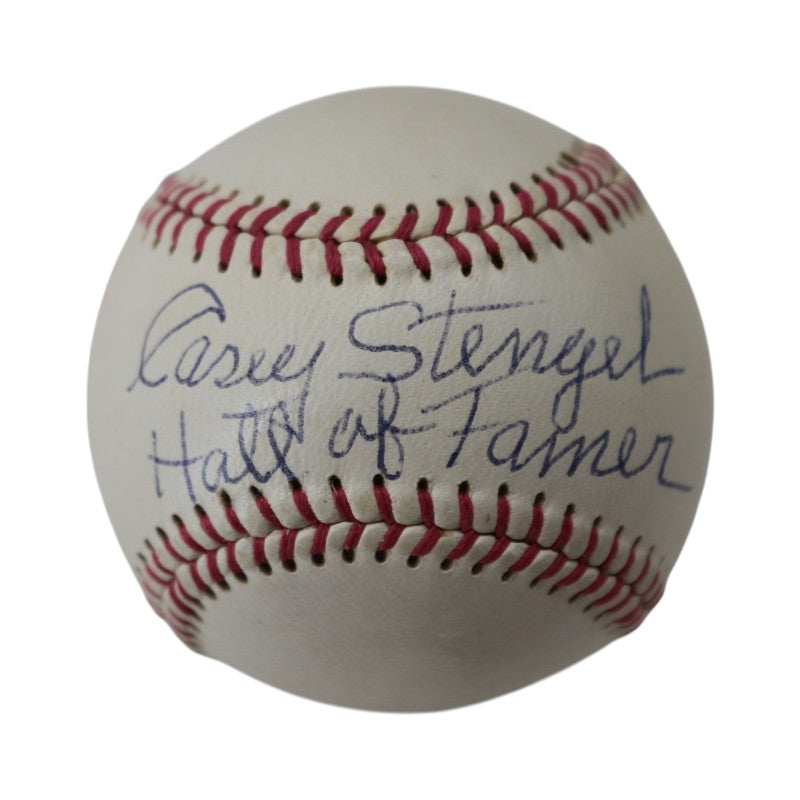 Casey Stengel New York Yankees Autographed Inscribed Official Little League Baseball PSA LOA
