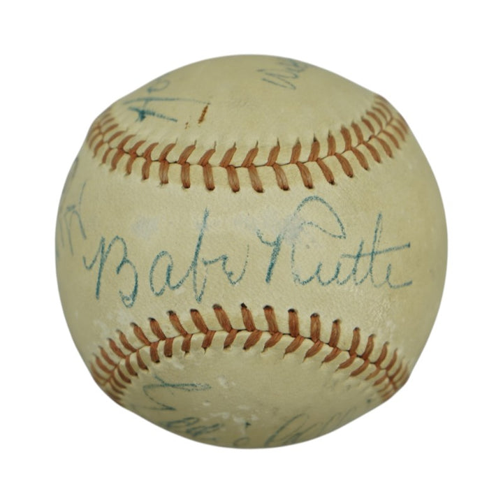 Ruth Wagner Johnson Sisler Mack Collins Multi Signed OAL Baseball PSA LOA