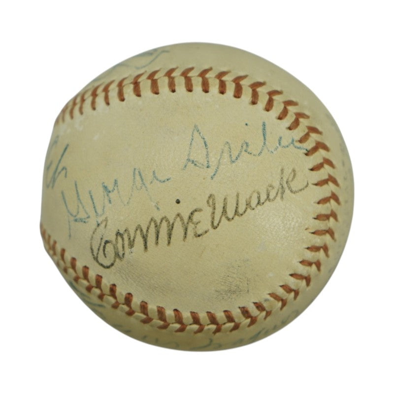 Ruth Wagner Johnson Sisler Mack Collins Multi Signed OAL Baseball PSA LOA