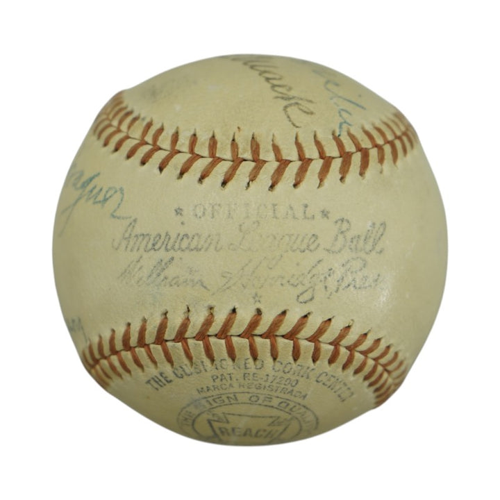 Ruth Wagner Johnson Sisler Mack Collins Multi Signed OAL Baseball PSA LOA