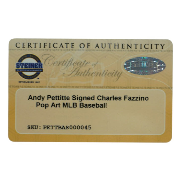 Andy Pettitte New York Yankees Autographed Fazzino Pop Art Baseball Steiner COA