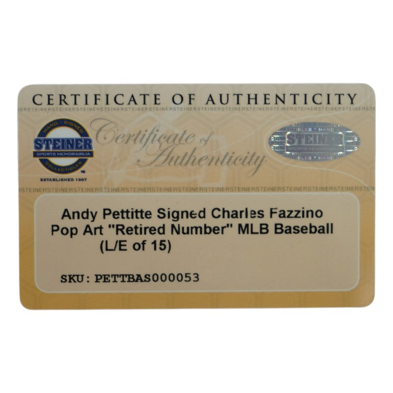 Andy Pettitte New York Yankees Autographed Fazzino Pop Art Baseball LE 6/15 Steiner COA