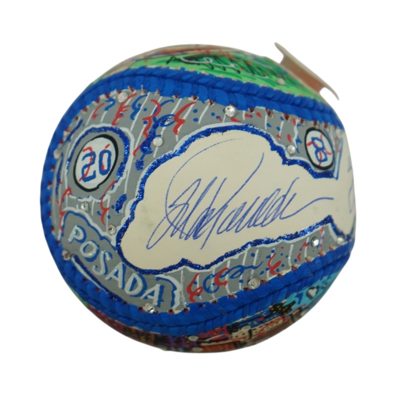 Berra Posada Sanchez New York Yankees Autographed Fazzino Pop Art Baseball LE 17/24 Steiner