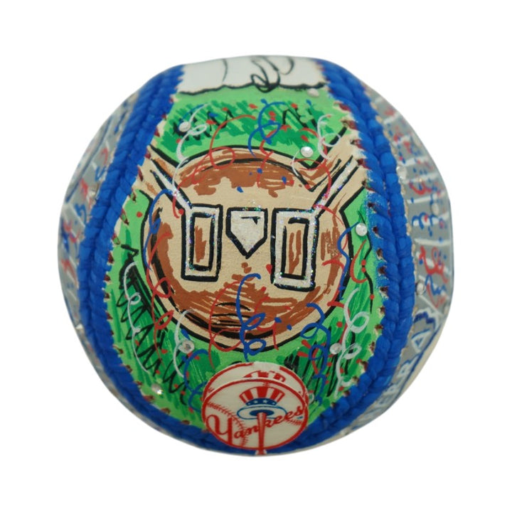 Berra Posada Sanchez New York Yankees Autographed Fazzino Pop Art Baseball LE 17/24 Steiner