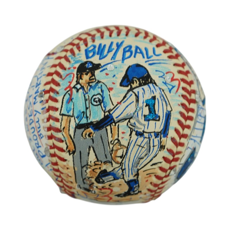 Billy Martin New York Yankees Autographed Signed Fazzino Pop Art Baseball (PSA Holo)