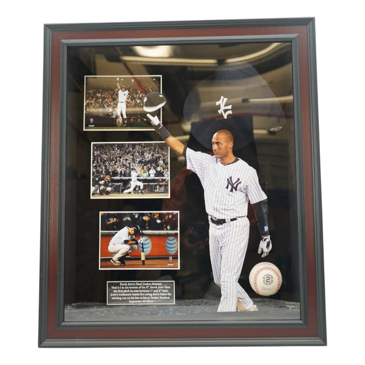 Derek Jeter New York Yankees Autographed Game Used Baseball Shadowbox (Steiner LOA)