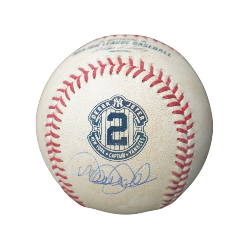Derek Jeter New York Yankees Autographed Game Used Baseball Shadowbox (Steiner LOA)