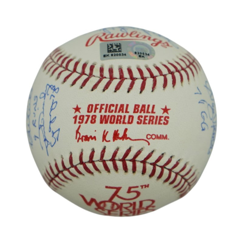 Jackson, Dent, Nettles Multi Signed 1978 World Series Logo Baseball Steiner COA